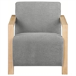 Ellon Accent Armchair- Soft Light Gray Cushioned- Natural Brown Wood