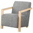 Ellon Accent Armchair- Soft Light Gray Cushioned- Natural Brown Wood