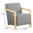Ellon Accent Armchair- Soft Light Gray Cushioned- Natural Brown Wood