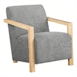 Ellon Accent Armchair- Soft Light Gray Cushioned- Natural Brown Wood