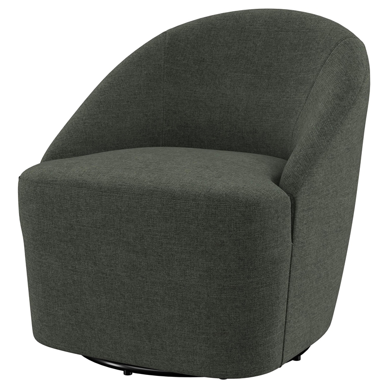 Lenie Barrel Accent Swivel Chair- Modern Minimal Shape- Dark Green