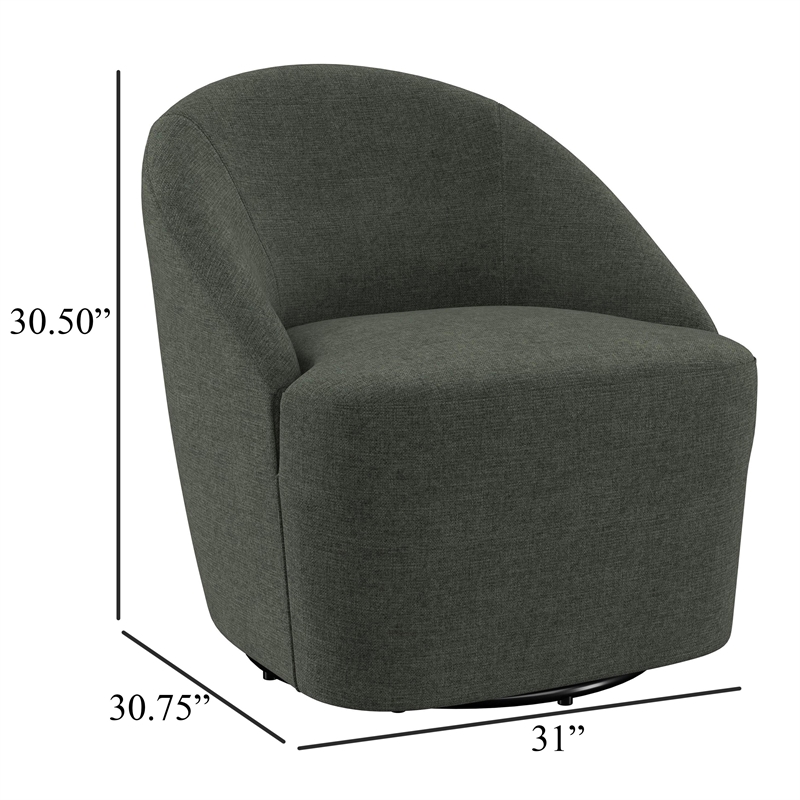 Lenie Barrel Accent Swivel Chair- Modern Minimal Shape- Dark Green