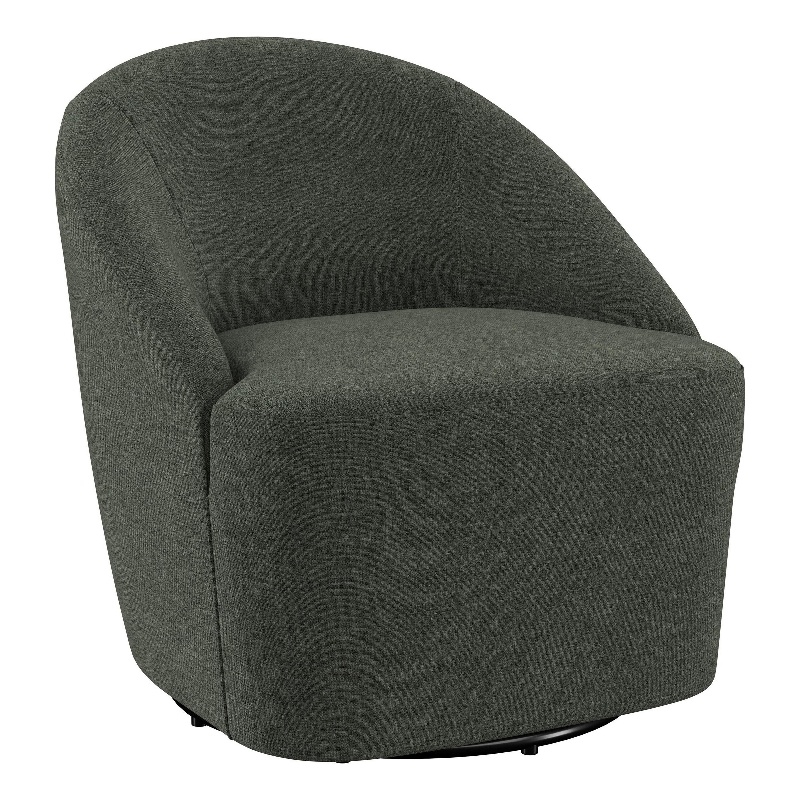 Lenie Barrel Accent Swivel Chair- Modern Minimal Shape- Dark Green
