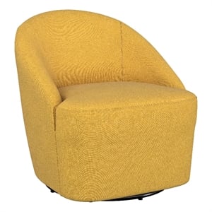Lenie Barrel Accent Swivel Chair- Modern Minimal Shape- Mustard Yellow