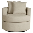 Catlyn Swivel Accent Chair- Camel Brown Fabric- 2 Accent Pillows