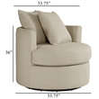 Catlyn Swivel Accent Chair- Camel Brown Fabric- 2 Accent Pillows