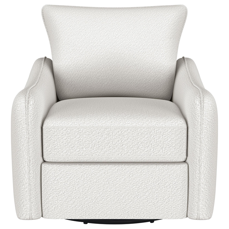 Adia Swivel Glider Chair- Sloped Arms- Plush Vanilla Ivory Boucle