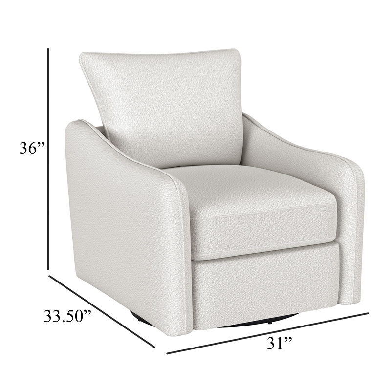 Adia Swivel Glider Chair- Sloped Arms- Plush Vanilla Ivory Boucle