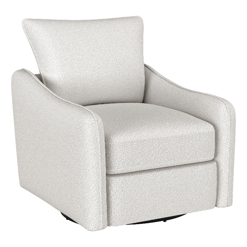 Adia Swivel Glider Chair- Sloped Arms- Plush Vanilla Ivory Boucle