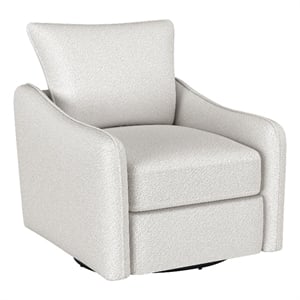 Adia Swivel Glider Chair- Sloped Arms- Plush Vanilla Ivory Boucle
