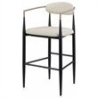 Tiara Bar Chair Set of 2- Beige Fabric- Gold Black Metal 30 Inch
