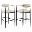 Tiara Bar Chair Set of 2- Beige Fabric- Gold Black Metal 30 Inch