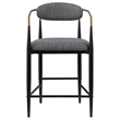Tiara Counter Chair Set of 2- Gray Fabric- Gold- Black Metal 25 Inch