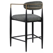 Tiara Counter Chair Set of 2- Gray Fabric- Gold- Black Metal 25 Inch