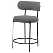 Winona Counter Height Chair Set of 2- Gray Boucle- Black Metal 25 Inch