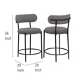 Winona Counter Height Chair Set of 2- Gray Boucle- Black Metal 25 Inch