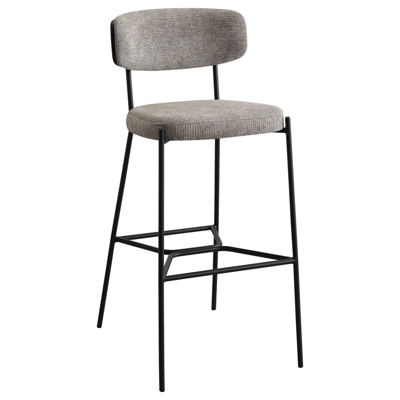Ellina Pub Height Bar Chair Set of 2- Taupe Fabric- Black- 30 Inch