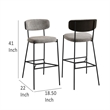 Ellina Pub Height Bar Chair Set of 2- Taupe Fabric- Black- 30 Inch