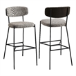 Ellina Pub Height Bar Chair Set of 2- Taupe Fabric- Black- 30 Inch
