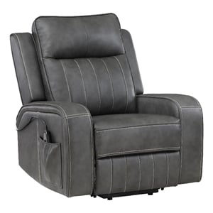 Josen Power Recliner Chair- 36 Inch Gray Faux Leather- Track Armrests