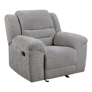Gilo Manual Glider Recliner Armchair- 46 Inch Light Gray- Pillow Top
