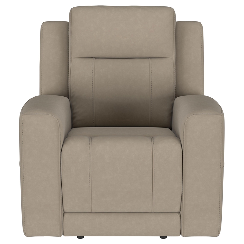 Krio Manual Recliner Chair- 37 Inch Modern Taupe Brown Faux Leather
