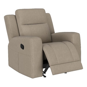 Krio Manual Recliner Chair- 37 Inch Modern Taupe Brown Faux Leather
