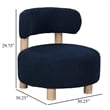 Zona Accent Chair- Barrel Back- Navy Blue Boucle Fabric and Brown Wood