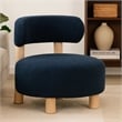 Zona Accent Chair- Barrel Back- Navy Blue Boucle Fabric and Brown Wood