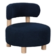 Zona Accent Chair- Barrel Back- Navy Blue Boucle Fabric and Brown Wood