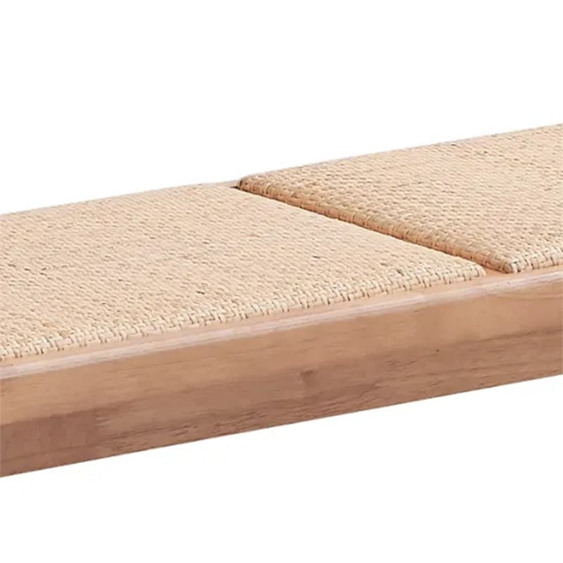 Tina 51 Inch Dining Bench - Transitional Woven Rattan - Natural Brown Wood