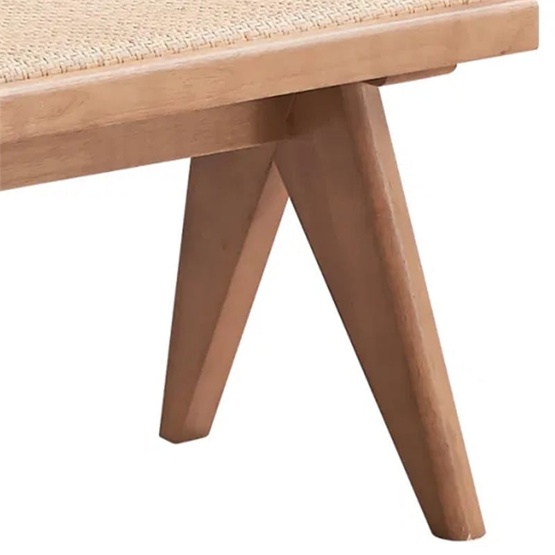 Tina 51 Inch Dining Bench - Transitional Woven Rattan - Natural Brown Wood