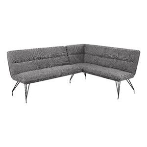 Donne Corner Dining Bench L Shape - Gray - Hairpin Metal Legs - 84 Inch