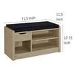 Aryn Storage Bench - Adjustable Shelf - Black Faux Leather - Oak Brown