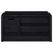 Aryn Storage Bench with Adjustable Shelf - Black Faux Leather - Black