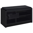 Aryn Storage Bench with Adjustable Shelf - Black Faux Leather - Black