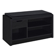 Aryn Storage Bench with Adjustable Shelf - Black Faux Leather - Black