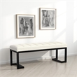 Mezza Accent Bench - Tufted Ivory Boucle Fabric - Black Metal - 48 Inch