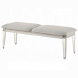 Veda Accent Bench - Light Gray Boucle - Pearl White Wood Finish -54 Inch