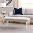 Veda Accent Bench - Light Gray Boucle - Pearl White Wood Finish -54 Inch
