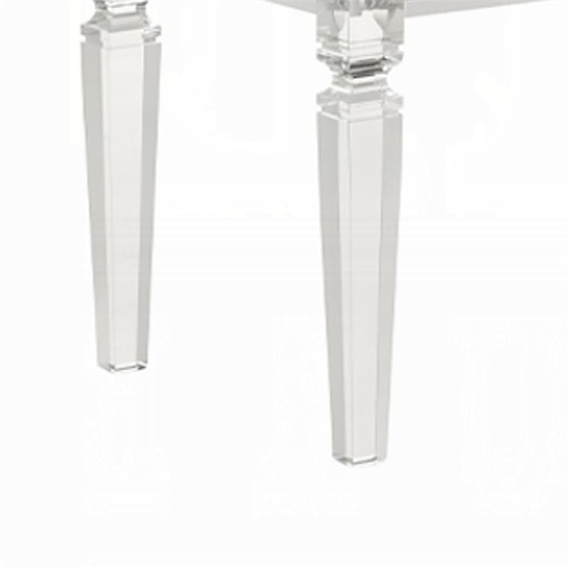 Rara Bench - Beige Padded Seat - 54 Inch Clear Tapered Acrylic Legs