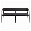 Vonn Long Bench - 62 Inch - Black Chenille - Padded Backrest - Metal Legs