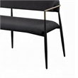 Vonn Long Bench - 62 Inch - Black Chenille - Padded Backrest - Metal Legs
