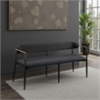 Vonn Long Bench - 62 Inch - Black Chenille - Padded Backrest - Metal Legs
