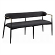 Vonn Long Bench - 62 Inch - Black Chenille - Padded Backrest - Metal Legs