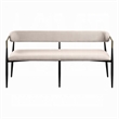 Vonn Dining Bench - Modern 62 Inch Black Metal Frame - Beige Fabric Back