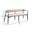 Vonn Dining Bench - Modern 62 Inch Black Metal Frame - Beige Fabric Back