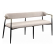 Vonn Dining Bench - Modern 62 Inch Black Metal Frame - Beige Fabric Back