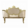 Mara Curved Bench Sofa - Wingback Crystal Tufted - Classic Gold Carvings