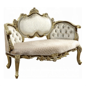 Mara Curved Bench Sofa - Wingback Crystal Tufted - Classic Gold Carvings
